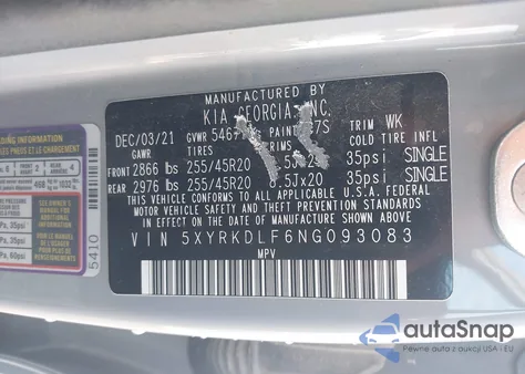 2022 Kia Sorento X-Line Sx Prestige from USA, damaged, VIN 5XYRKDLF6NG093083